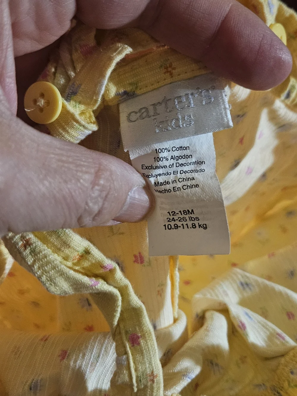 Carter's Yellow Floral Diaper Cover Romper